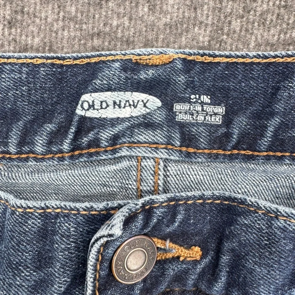Old Navy Mens Slim Built-In Flex Jeans 38 Relaxed Dark Wash Denim Blue Pants